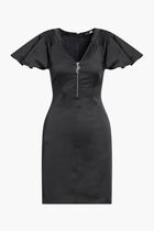 PLEATED SLEEVE WZIP DRESS