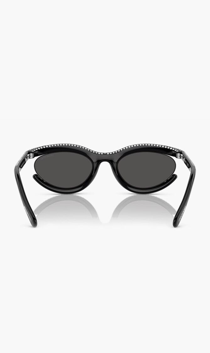 Pave Crystal Embellished Oval Sunglasses