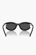 Pave Crystal Embellished Oval Sunglasses