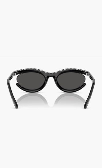 Pave Crystal Embellished Oval Sunglasses