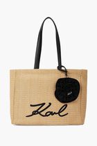 K SIGNATURE FLOWER RAFFIA TOTE