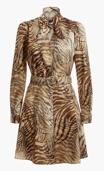 Animal Print Shirt Dress