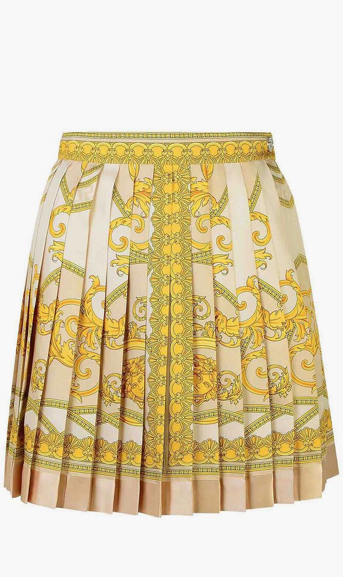 Pleated Printed Skirt