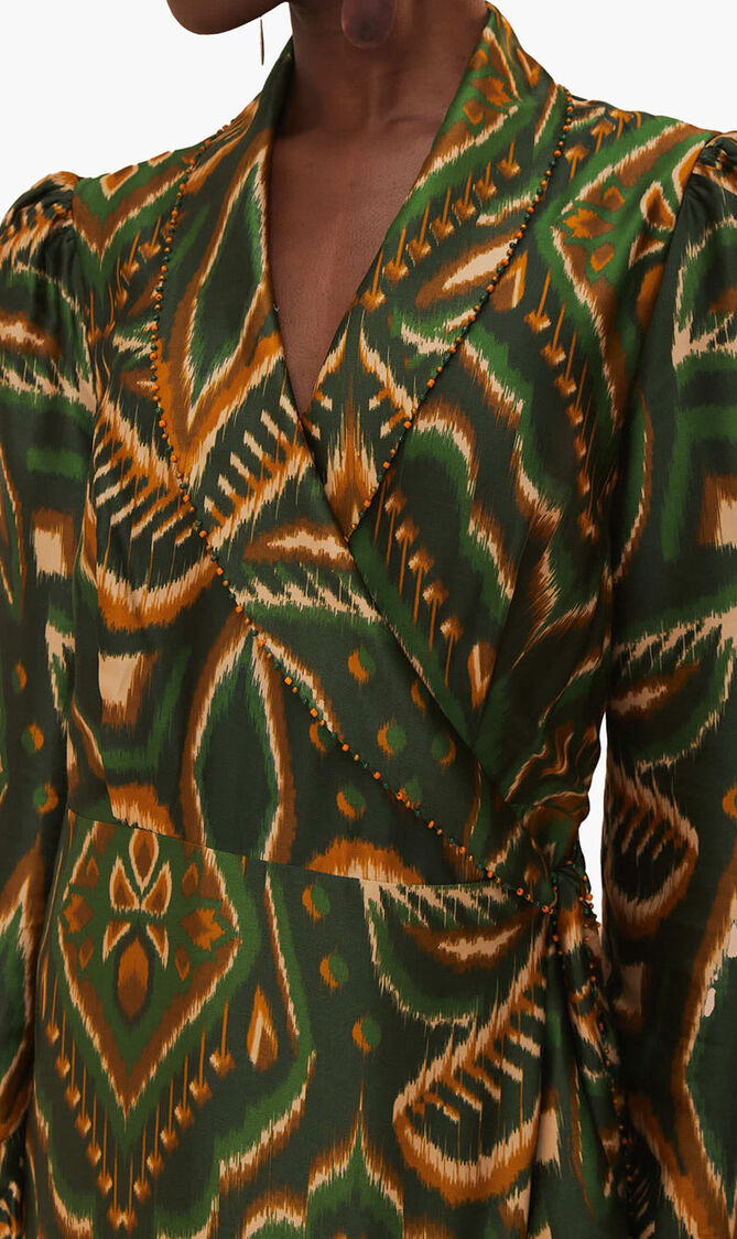 Ikat Long Sleeve Midi Dress