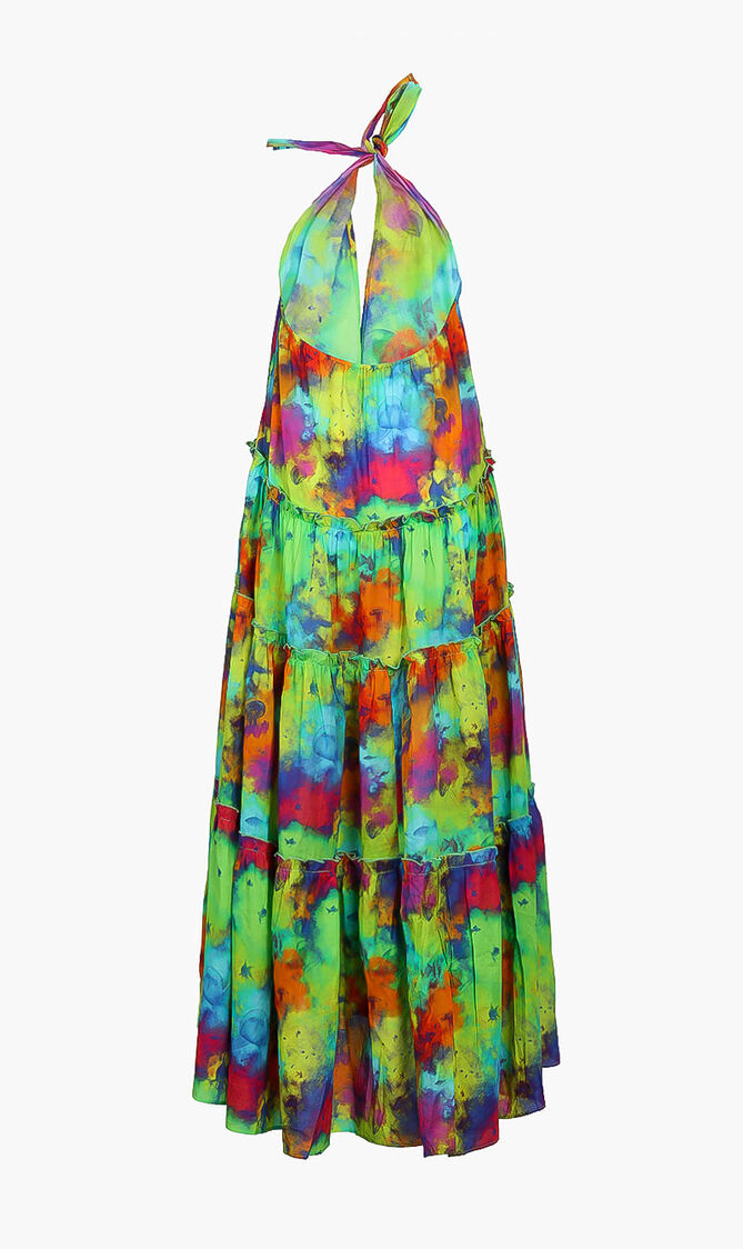 Tie and Dye Printed Halter Dress