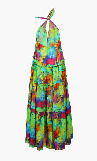 Tie and Dye Printed Halter Dress