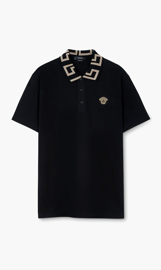 POLO CTN TAYLOR FIT EMB MEDUSA GRECA COLLAR