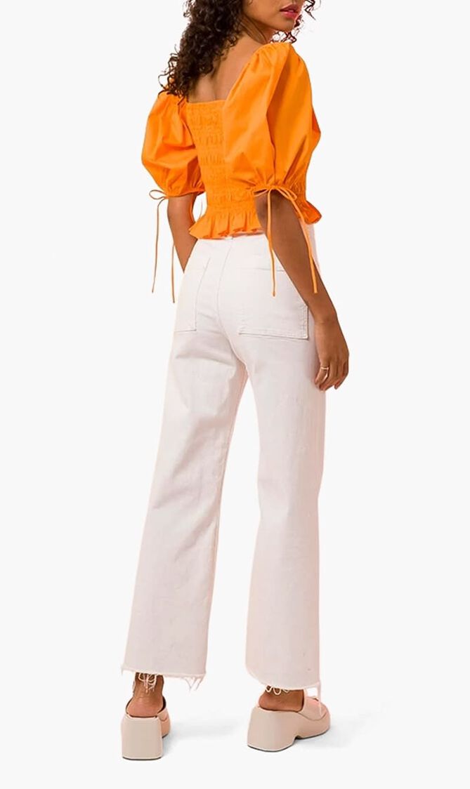 AMBER SMOCKED TOP- ORANGE-ORANGE-TOPS