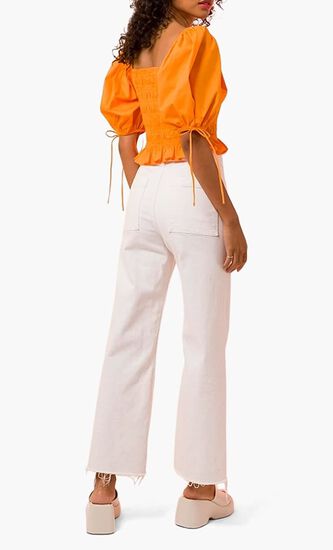 AMBER SMOCKED TOP- ORANGE-ORANGE-TOPS