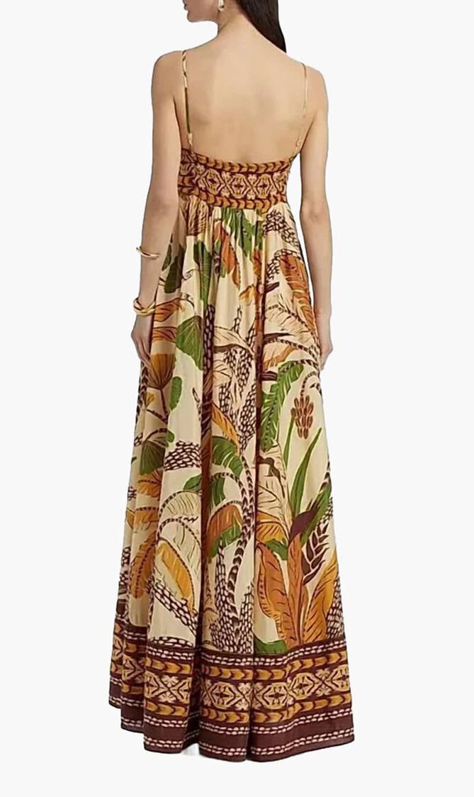 Foliage Sketch Sand Maxi Dress