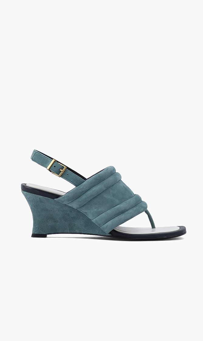 Puffy Wedge Suede Sandals