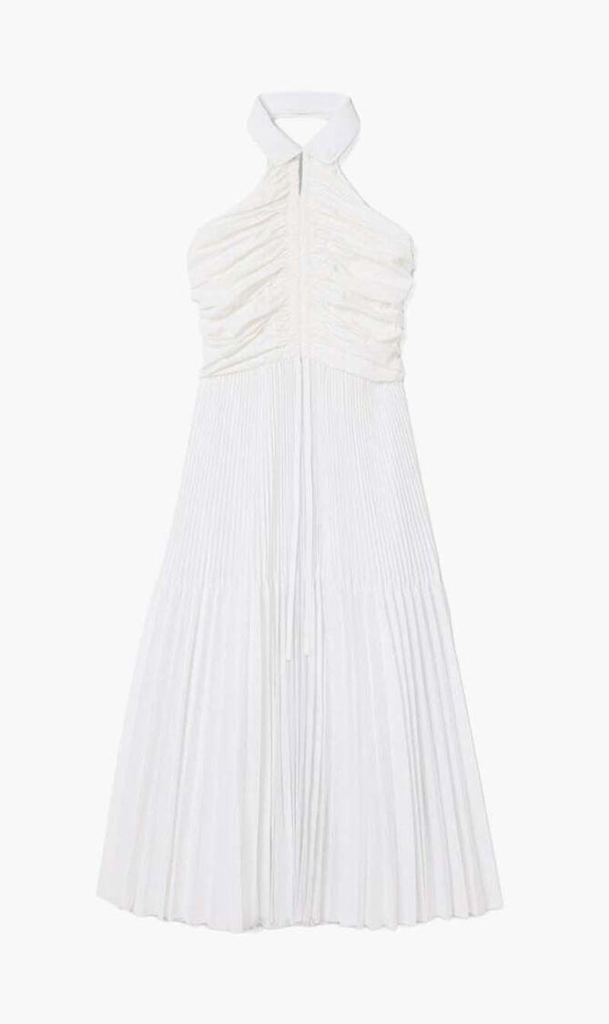 Pleated Sleeveless Polo Dress