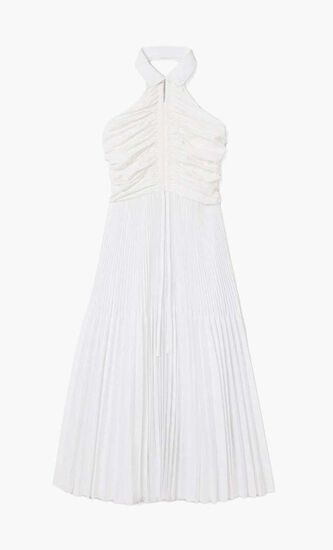 Pleated Sleeveless Polo Dress