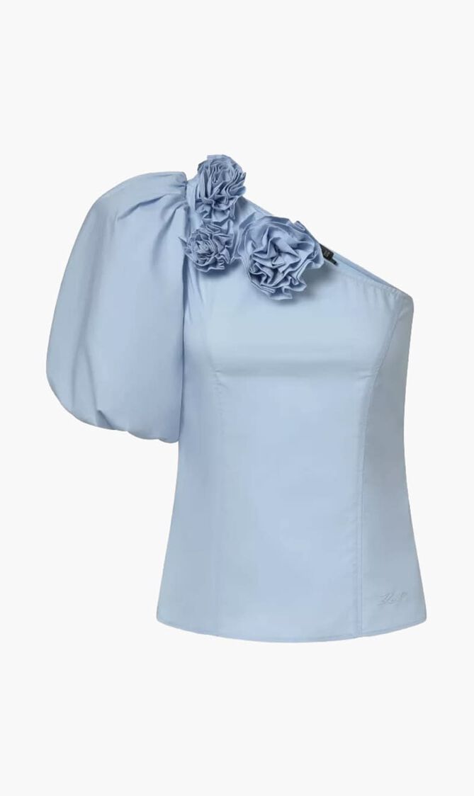Flower One Shoulder Blouse
