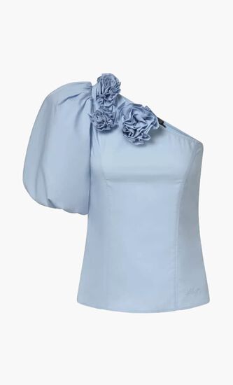Flower One Shoulder Blouse