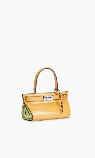 LEE RADZIWILL TEXTURED PATENT PETITE CAT EYE BAG