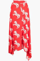 Pixel Horse Print Silk Skirt