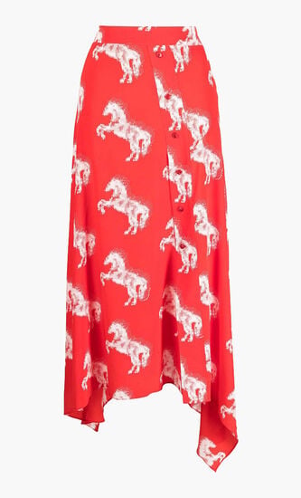 Pixel Horse Print Silk Skirt