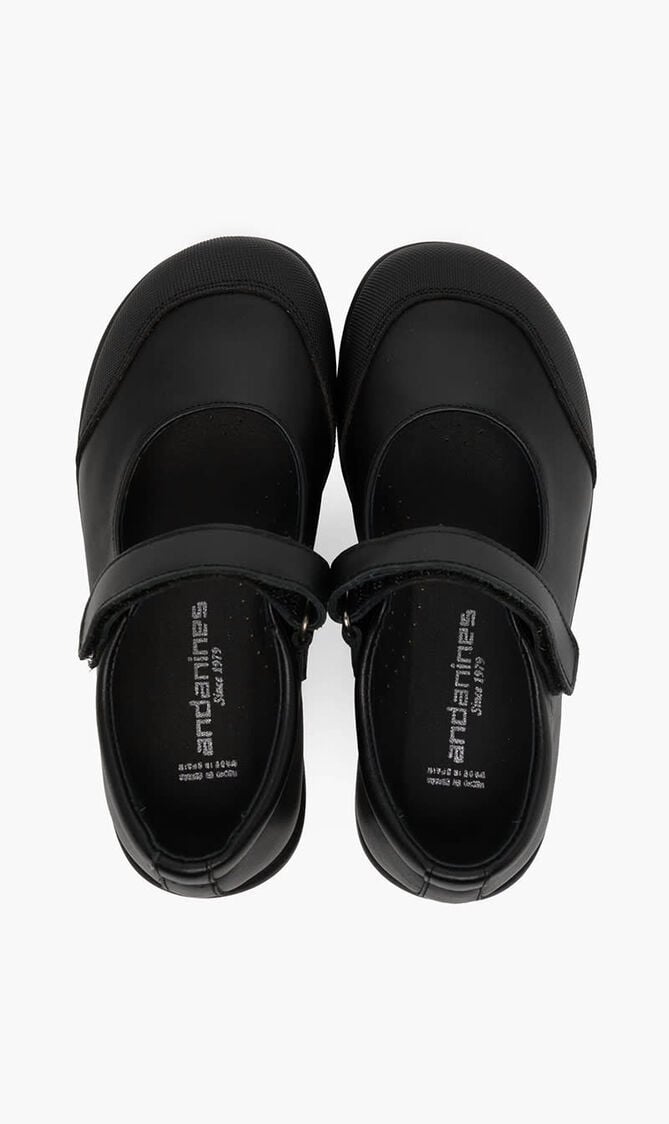 Touch-Strap Leather Ballerinas