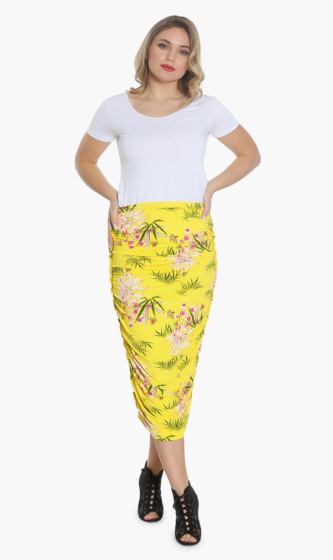 Sea Lily Midi Ruched Skirt