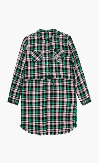 Chequered Long Sleeve Dress