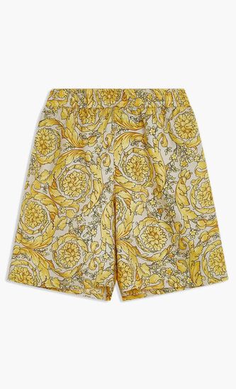 Barocco Print Silk Shorts