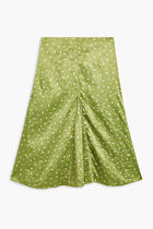 CRINKLED SATIN MIDI SKIRT