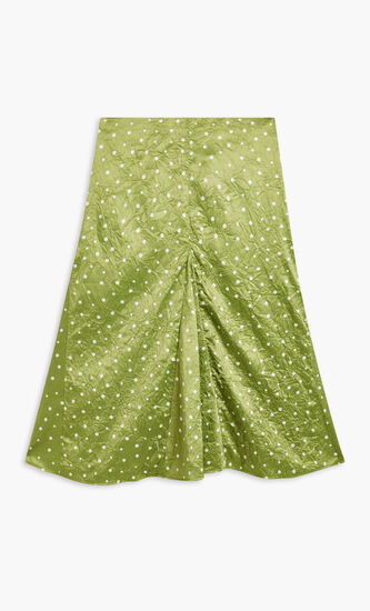 CRINKLED SATIN MIDI SKIRT