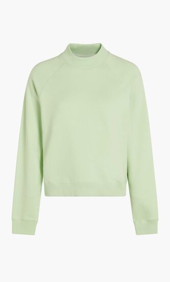 TORY SPORT FRENCH TERRY SHRUNKEN MOCK-NECK CREW