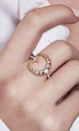 Apm Moon Open Ring - Yellow Silver