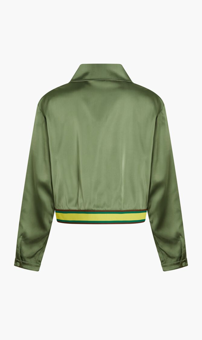 TORY SPORT CROPPED SATIN CLUB JACKET