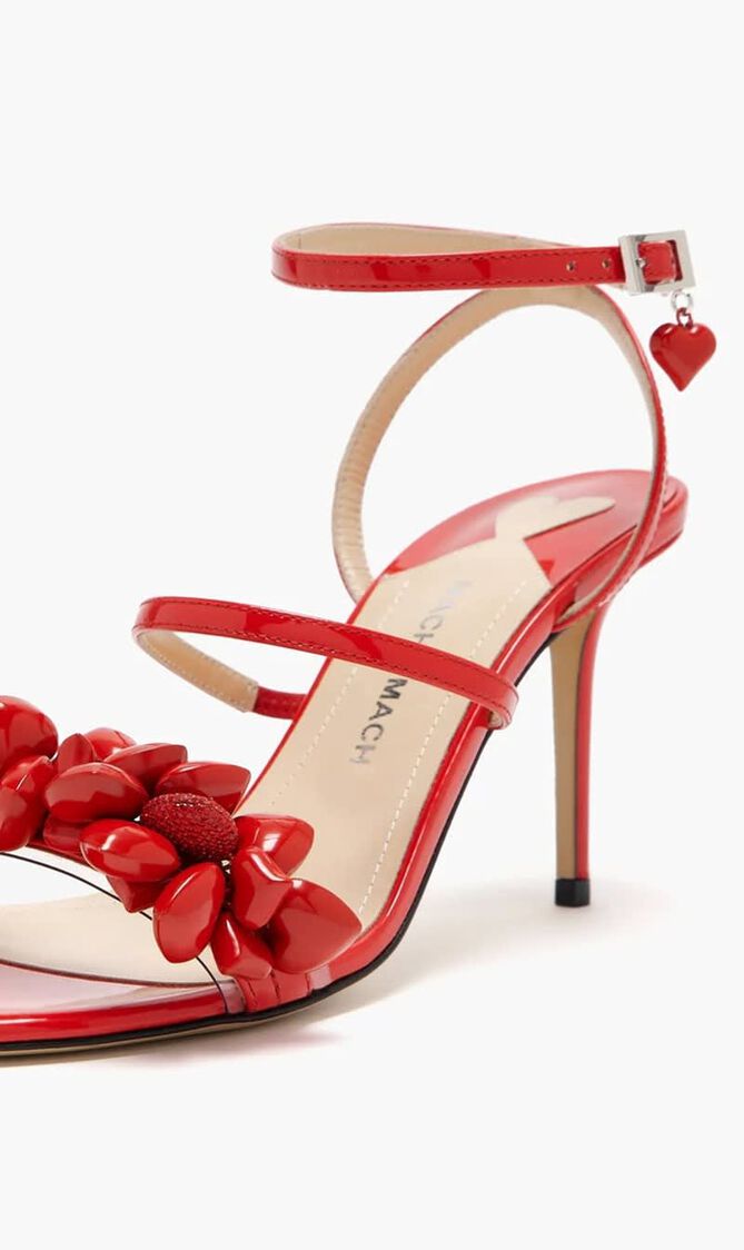 PUFFY HEART RED PATENT LEATHER SANDALS
