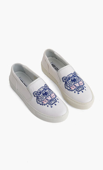 Embroidered Tiger Slip-On Sneakers