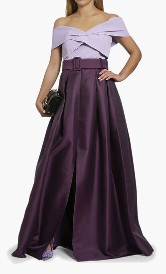 Off-Shoulder Belt Gown