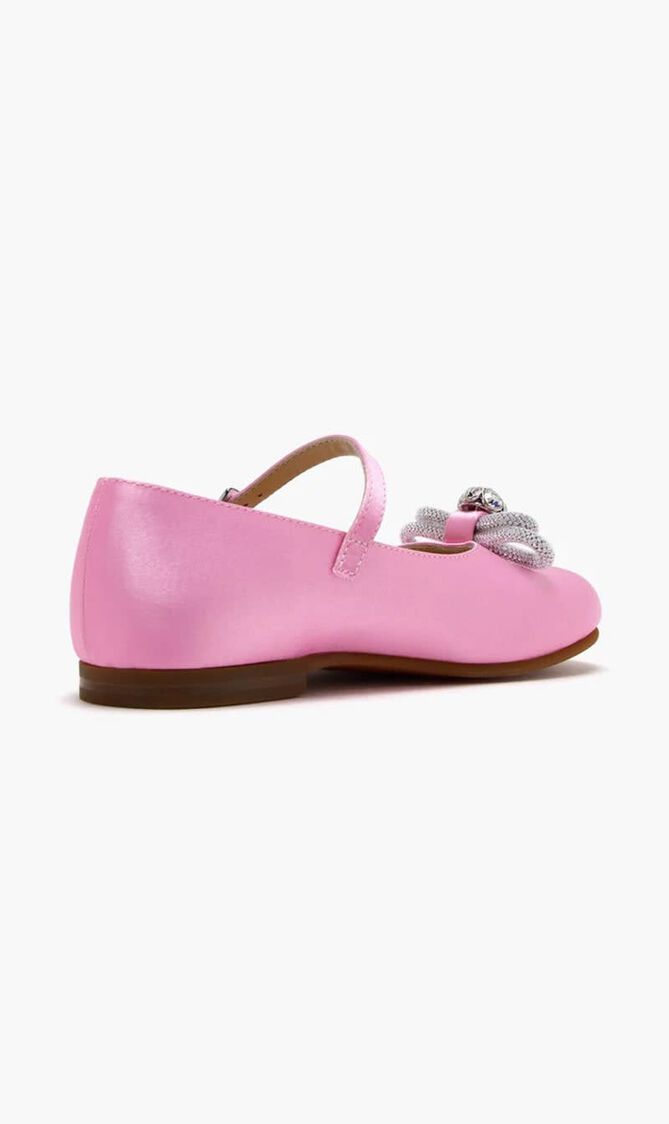 DOUBLE BOW PINK SATIN MINI BALLERINA