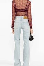 Logo Print Semi Sheer Silk Shirt