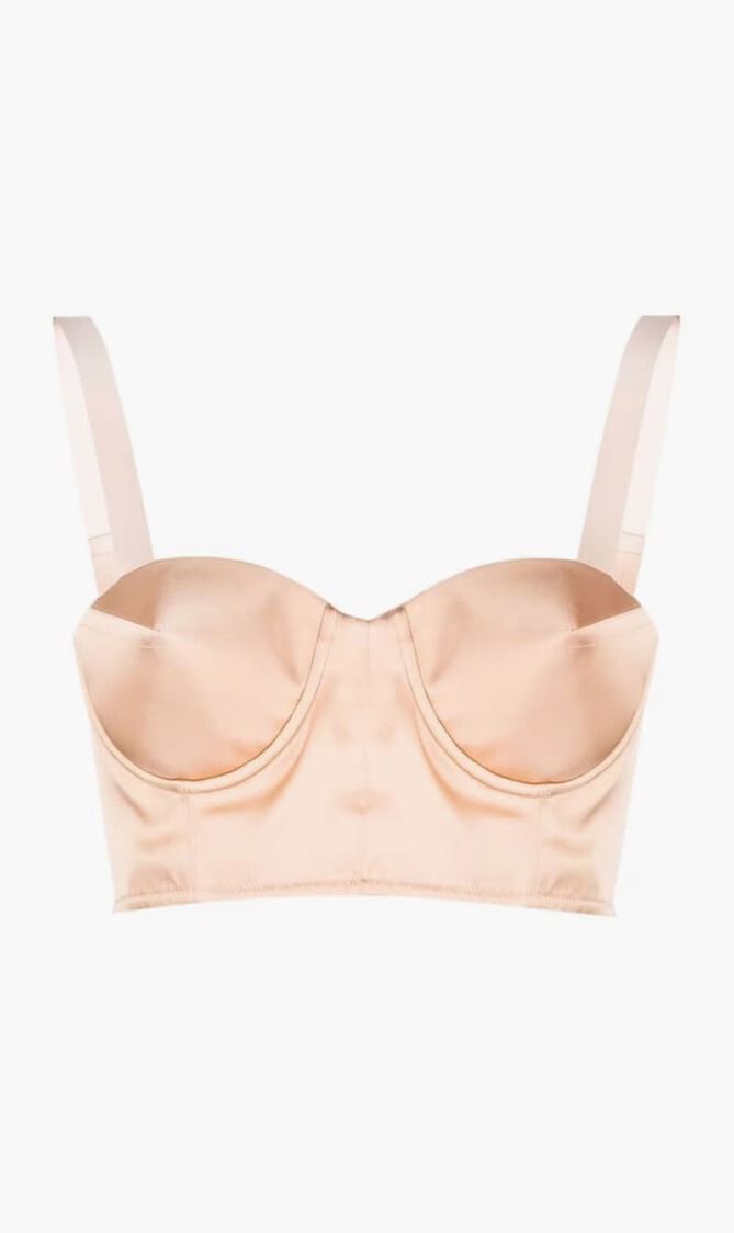 Cropped Satin Bustier Blouse