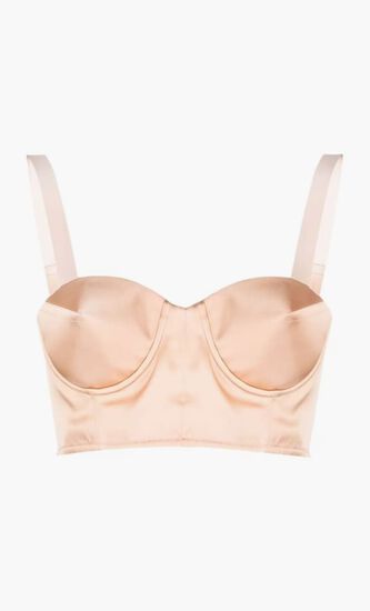 Cropped Satin Bustier Blouse