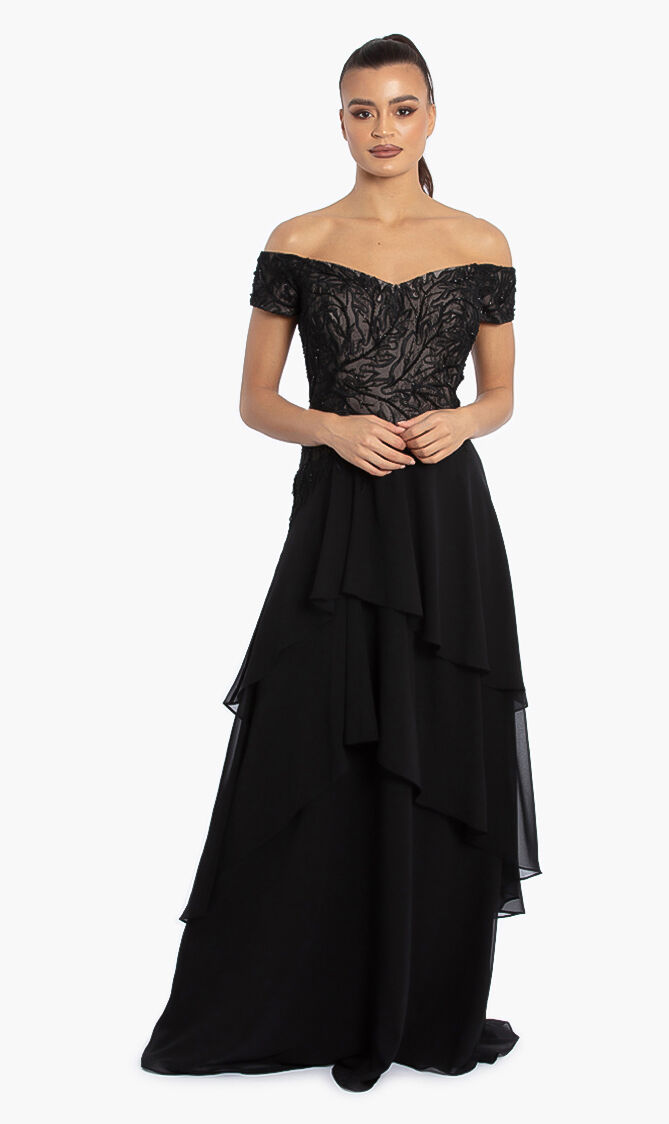 Buy TERI JON Off Shoulder Sequined Gown for SAR 555.00 The Deal Outlet