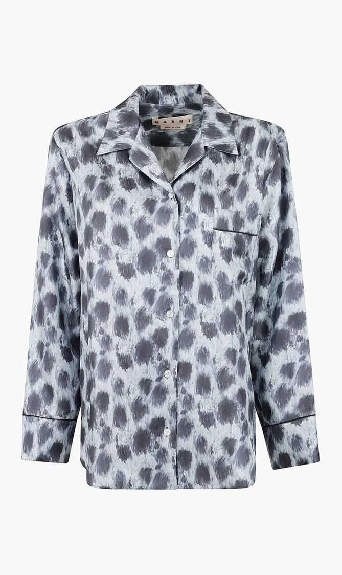 Animal Printed Straight Hem Shirt