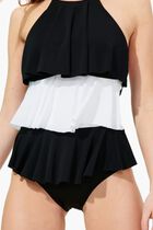 Long Ruffles Plain Swimsuit