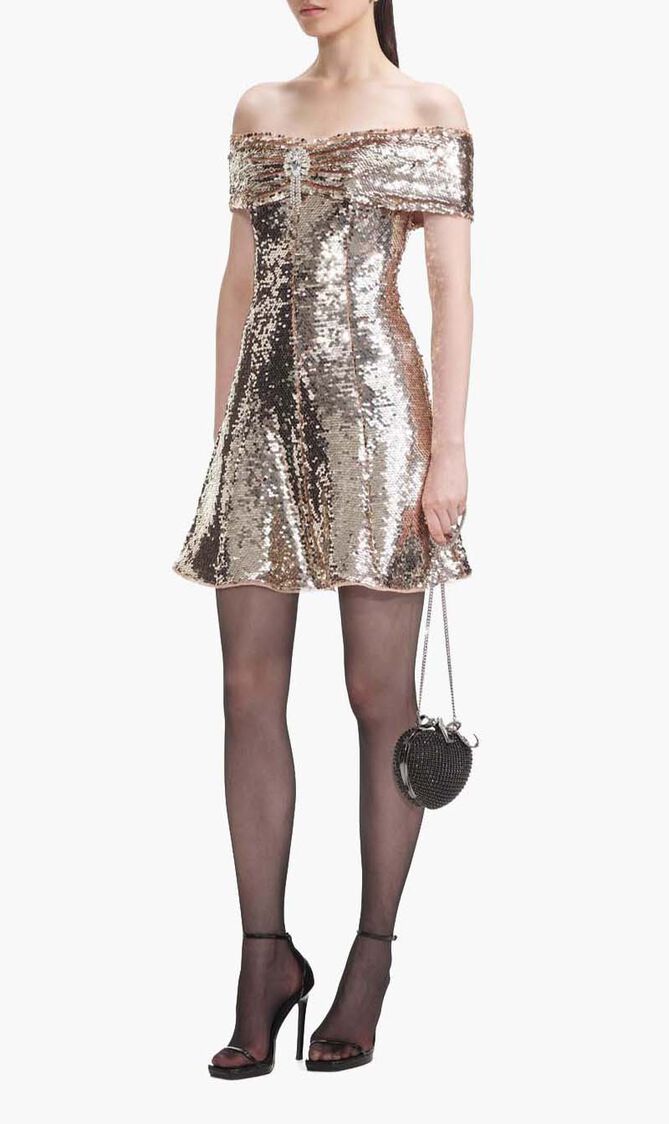 Sequin Off Shoulder Mini Dress