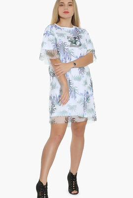 Printed Double Layered T-Shirt Dress