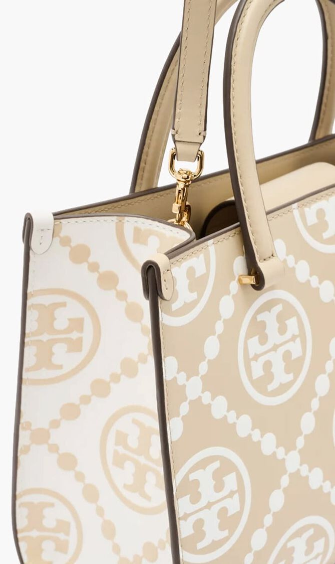 T Monogram Embossed Tote Bag