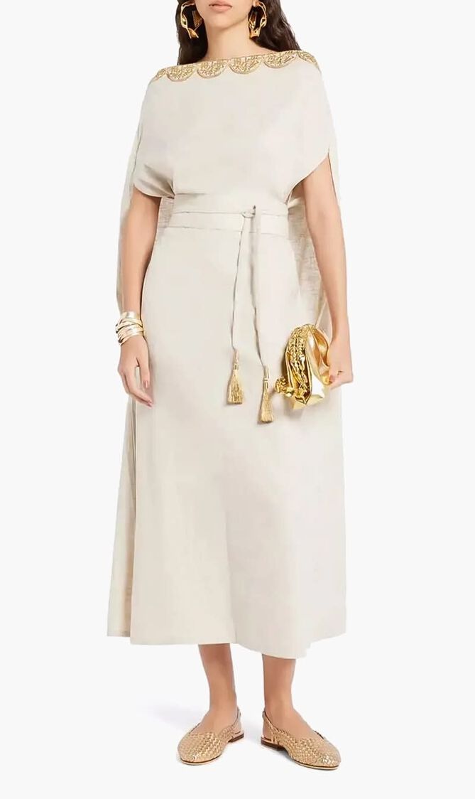Divine Off Shoulder Dress Linen