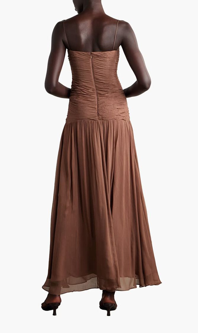 Dalton Ruched Gathered Crepe Maxi Dress