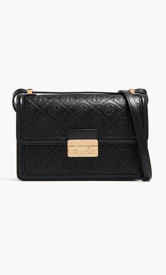 T Monogram Leather Shoulder Bag