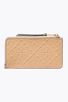 T Monogram Patent Embossed Zip Card Case