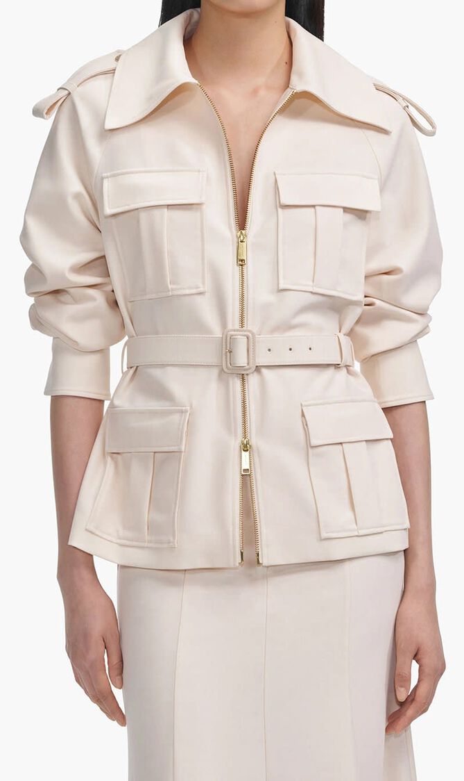 CREAM TWILL MIDI DRESS