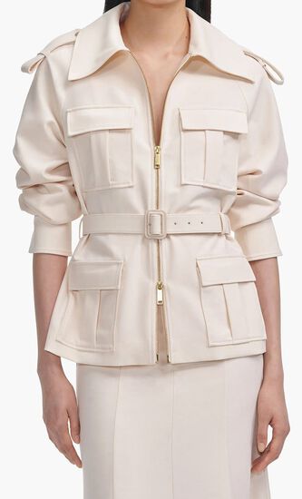 CREAM TWILL MIDI DRESS